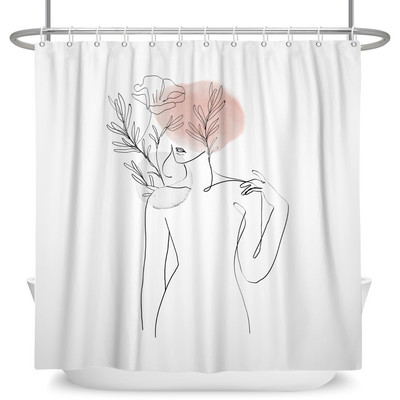 Perdele de duș Boho cu artă abstractă de vânt nordic Perdele de baie din poliester impermeabile Morandi Perdele cu bloc de culoare pentru decorarea băii