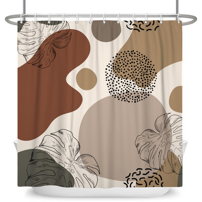 Perdele de duș Boho cu artă abstractă de vânt nordic Perdele de baie din poliester impermeabile Morandi Perdele cu bloc de culoare pentru decorarea băii