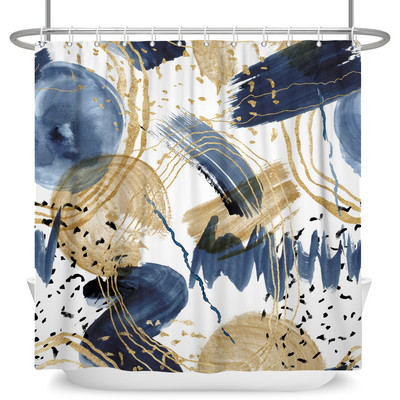Perdele de duș Boho cu artă abstractă de vânt nordic Perdele de baie din poliester impermeabile Morandi Perdele cu bloc de culoare pentru decorarea băii