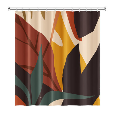 Perdele de duș Boho cu artă abstractă de vânt nordic Perdele de baie din poliester impermeabile Morandi Perdele cu bloc de culoare pentru decorarea băii
