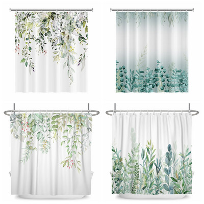 Зелено растение, листа, лози, цветя, щампа на завеса за душ, модерен скандинавски минималистичен полиестер, домашен декор, завеса за баня с куки