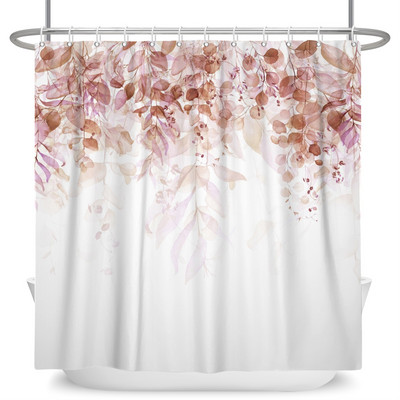 Žalios augalų lapų vynmedžiai Gėlės Dušo užuolaidos Spausdinti Šiuolaikinis Šiaurės šalių minimalistinis polisterinis namų dekoras Vonios užuolaidos su kabliukais