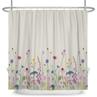 Žalios augalų lapų vynmedžiai Gėlės Dušo užuolaidos Spausdinti Šiuolaikinis Šiaurės šalių minimalistinis polisterinis namų dekoras Vonios užuolaidos su kabliukais