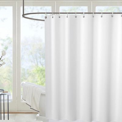 Бели завеси за душ Водоустойчива удебелена завеса за баня Едноцветна полиестерна тъкан Преградна завеса Домашни аксесоари за баня