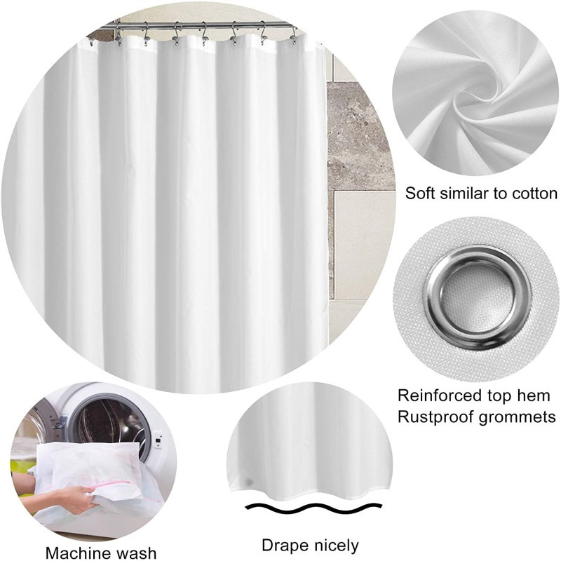 Baltos dušo užuolaidos vandeniui atsparios storos vonios užuolaidos vientisos spalvos poliesterio audinio pertvaros užuolaidos namų vonios kambario priedai