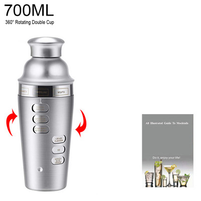 2-6gab American Style Boston Shaker kokteiļu šeikeri 750ml/600ml/450ml nerūsējošā tērauda kratītāja krūzes stieņa rīks