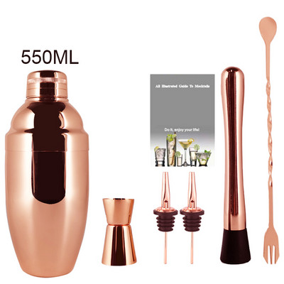 2-6gab American Style Boston Shaker kokteiļu šeikeri 750ml/600ml/450ml nerūsējošā tērauda kratītāja krūzes stieņa rīks