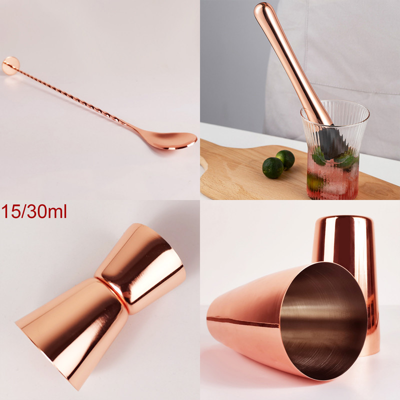 2-6gab American Style Boston Shaker kokteiļu šeikeri 750ml/600ml/450ml nerūsējošā tērauda kratītāja krūzes stieņa rīks