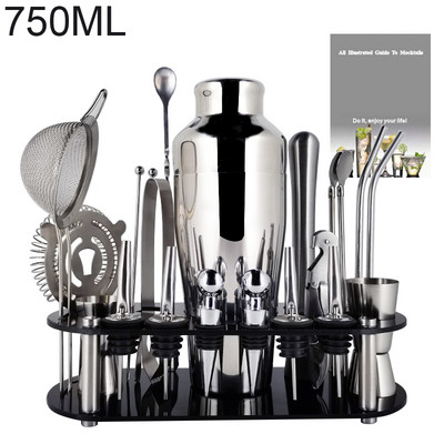 1-22 vnt. Bostono kokteilių plaktuvų rinkinys nerūdijančio plieno plaktuvų kokteilių rinkinys sniego juostos įrankiai MaišytuvasJigger Muddler šaukštas ledo žnyplių laikiklis