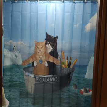 Забавни котешки завеси за душ Завеса за баня с куки Декор Водоустойчиво куче 3d баня 180*180 см Творческа личност Завеса за душ