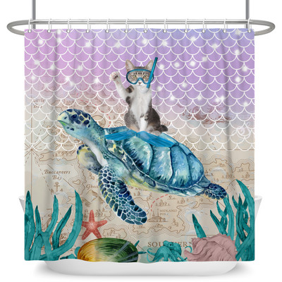 Smiješne mačje zavjese za tuširanje Kupaonska zavjesa s kukama Dekor vodootporan pas 3d za kadu 180*180cm Kreativna osobnost Zavjesa za tuširanje