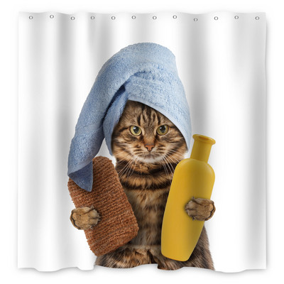 Smiješne mačje zavjese za tuširanje Kupaonska zavjesa s kukama Dekor vodootporan pas 3d za kadu 180*180cm Kreativna osobnost Zavjesa za tuširanje