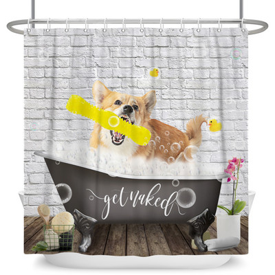 Smiješne mačje zavjese za tuširanje Kupaonska zavjesa s kukama Dekor vodootporan pas 3d za kadu 180*180cm Kreativna osobnost Zavjesa za tuširanje