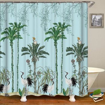 Κινέζικο στυλ Κουρτίνες μπάνιου με δέντρα με λουλούδια και πτηνά Κουρτίνα μπάνιου Αδιάβροχη διακόσμηση μπάνιου με γάντζους Κουρτίνα μπάνιου εκτύπωσης 3d