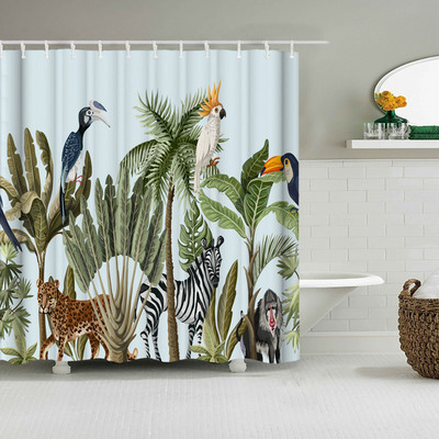 Zavjese za tuširanje s cvijećem i pticama u kineskom stilu Zavjesa za kadu Vodootporni kupaonski dekor s kukama 3D ispis Zavjesa za kadu