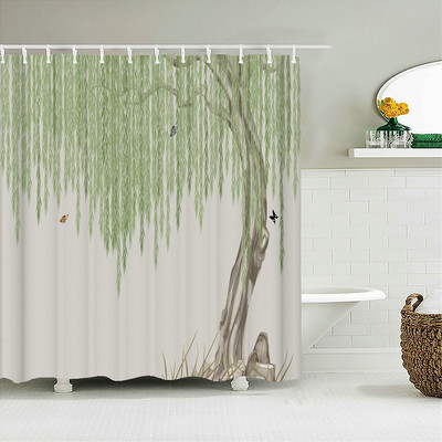 Vodootporne tkanine Zavjese za tuširanje Lišće drveća Bijela breza Kupaonica Velika 240X180 3D print Dekoracija Zavjesa za tuširanje Zaslon za kadu