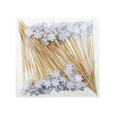 50/100 gab Vienreizējās lietošanas bambusa dakšiņas iesmi Ēdienu cērtes Kūka Deserta salāti Augļu kociņi Priecīgus Ziemassvētkus Mājas dekors Virtuves rīks