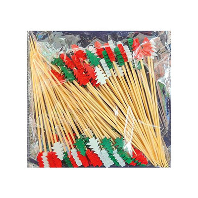 50/100 gab Vienreizējās lietošanas bambusa dakšiņas iesmi Ēdienu cērtes Kūka Deserta salāti Augļu kociņi Priecīgus Ziemassvētkus Mājas dekors Virtuves rīks