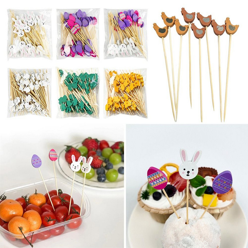 50/100 gab Vienreizējās lietošanas bambusa dakšiņas iesmi Ēdienu cērtes Kūka Deserta salāti Augļu kociņi Priecīgus Ziemassvētkus Mājas dekors Virtuves rīks