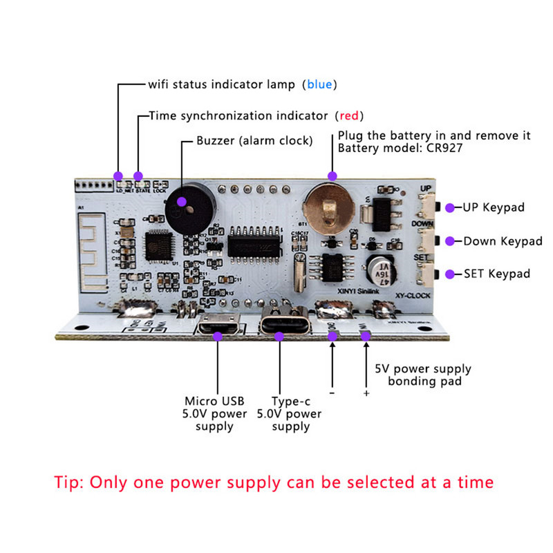 Modulul de ceas pentru serviciul de timp WiFi XY-clock oferă automat ceasul electronic digital DIY prin intermediul rețelei wireless