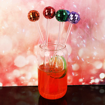1 τεμ. Stirring Disco Balls Αναδευτήρες κοκτέιλ Πλαστικά στρογγυλά μπαστούνια Swizzle Coffee Beverage Stirrers for Home Bar Coffee Party