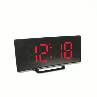 Ceas cu alarmă electronic, 7 inchi, curbat, cu LED, ceas de masă digital, pentru dormitor pentru copii, verde, roșu, cu număr mare, ușor