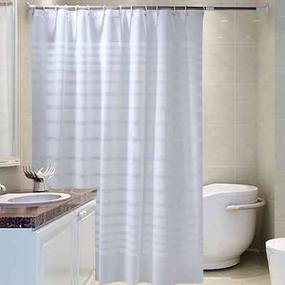 Plastikust PEVA veekindel dušikardin Läbipaistev valge triibuline vannitoakardin Luksuslik vannikardin