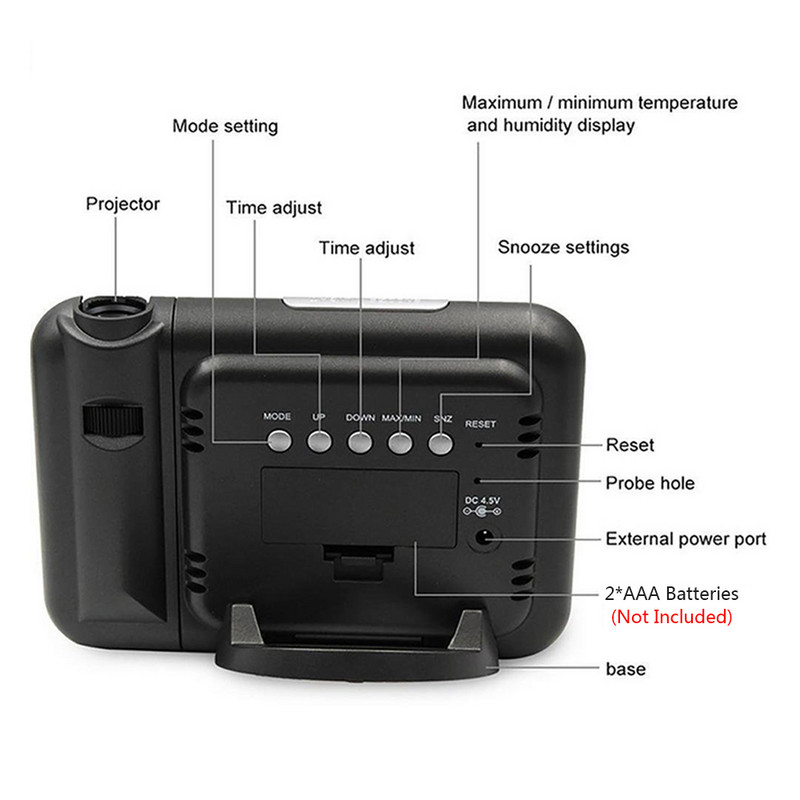 LED digitaalne lauakell äratuskell ilmajaam Temperatuur Niiskus Ilmaprognoos Ajaprojektsiooniga edasilükkamine Kodukujundus