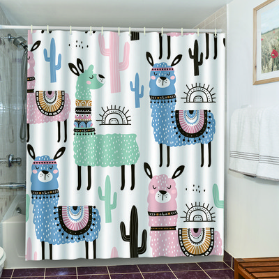 Cute Dinosaur Funny Κουρτίνα μπάνιου Αδιάβροχη Γάτα Πράσινα Φύλλα Ύφασμα Παστέλ Κουρτίνες Πόρτας Τουαλέτας Μοντέρνα Μαρμάρινα Cortina