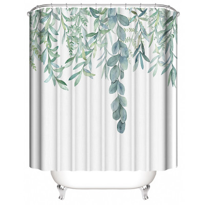 Cute Dinosaur Funny Κουρτίνα μπάνιου Αδιάβροχη Γάτα Πράσινα Φύλλα Ύφασμα Παστέλ Κουρτίνες Πόρτας Τουαλέτας Μοντέρνα Μαρμάρινα Cortina