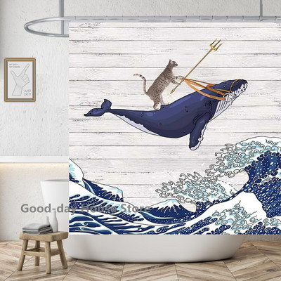 Cute Dinosaur Funny Κουρτίνα μπάνιου Αδιάβροχη Γάτα Πράσινα Φύλλα Ύφασμα Παστέλ Κουρτίνες Πόρτας Τουαλέτας Μοντέρνα Μαρμάρινα Cortina