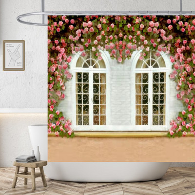 Cute Dinosaur Funny Κουρτίνα μπάνιου Αδιάβροχη Γάτα Πράσινα Φύλλα Ύφασμα Παστέλ Κουρτίνες Πόρτας Τουαλέτας Μοντέρνα Μαρμάρινα Cortina