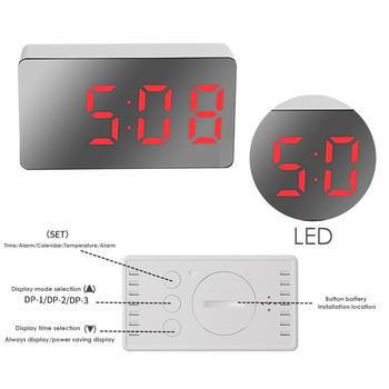 Ξυπνητήρι LED Ρολόι καθρέφτη Ηλεκτρονικό ψηφιακό ρολόι ταξιδιού Ξυπνητήρι Καθρέφτης Ρολόι αυτοκινήτου Ηλεκτρονικά επιτραπέζια ρολόγια με τροφοδοσία USB