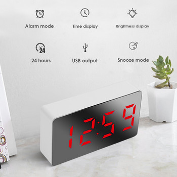 Ξυπνητήρι LED Ρολόι καθρέφτη Ηλεκτρονικό ψηφιακό ρολόι ταξιδιού Ξυπνητήρι Καθρέφτης Ρολόι αυτοκινήτου Ηλεκτρονικά επιτραπέζια ρολόγια με τροφοδοσία USB