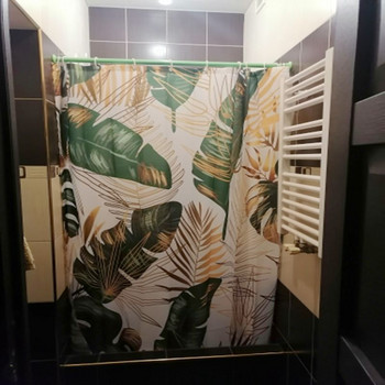 Завеси за душ с листа от тропически зелени растения Романтичен абстрактен стил Бохемски завеси Водоустойчива полиестерна завеса за баня