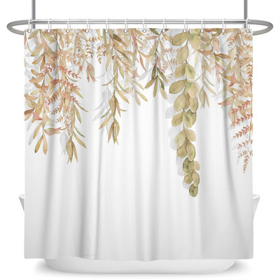Tropiski zaļie augi Lapu dušas aizkari Romantiska abstrakta stila Bohēmijas aizkari Ūdensizturīgi poliestera vannas istabas vannas aizkari