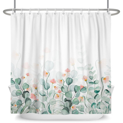 Tropiski zaļie augi Lapu dušas aizkari Romantiska abstrakta stila Bohēmijas aizkari Ūdensizturīgi poliestera vannas istabas vannas aizkari