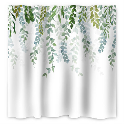 Tropiski zaļie augi Lapu dušas aizkari Romantiska abstrakta stila Bohēmijas aizkari Ūdensizturīgi poliestera vannas istabas vannas aizkari