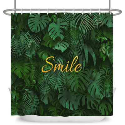 Tropiski zaļie augi Lapu dušas aizkari Romantiska abstrakta stila Bohēmijas aizkari Ūdensizturīgi poliestera vannas istabas vannas aizkari