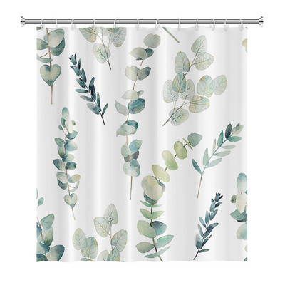 Tropiski zaļie augi Lapu dušas aizkari Romantiska abstrakta stila Bohēmijas aizkari Ūdensizturīgi poliestera vannas istabas vannas aizkari