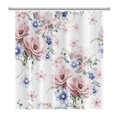 Tropiski zaļie augi Lapu dušas aizkari Romantiska abstrakta stila Bohēmijas aizkari Ūdensizturīgi poliestera vannas istabas vannas aizkari