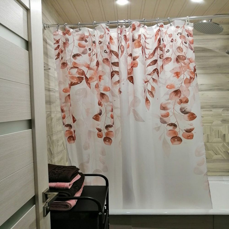 Tropiski zaļie augi Lapu dušas aizkari Romantiska abstrakta stila Bohēmijas aizkari Ūdensizturīgi poliestera vannas istabas vannas aizkari