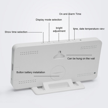 LED Ψηφιακός συναγερμός Ηλεκτρονικός αναβολή επιτραπέζιου ρολογιού Οθόνη αφύπνισης ρολόγια προμήθειες για υπνοδωμάτιο σαλονιού Λευκό
