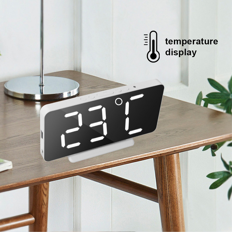 Alarmă digitală LED Amânare electronică Afișare ceas de birou Ceasuri de trezire Consumabile pentru sufragerie dormitor Alb