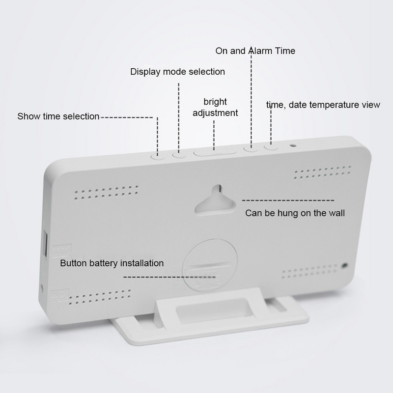 Alarmă digitală LED Amânare electronică Afișare ceas de birou Ceasuri de trezire Consumabile pentru sufragerie dormitor Alb