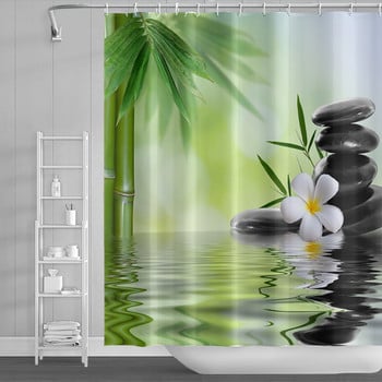 Zen Spa Lotus Ιαπωνική κουρτίνα μπάνιου διαλογισμού Basalt Stones Βότανα με άρωμα κεριά Νερό από μπαμπού Αδιάβροχο σετ διακόσμησης σπιτιού