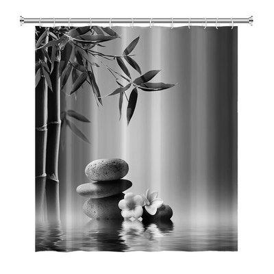 Zen Spa Lotus Japanska meditacija Zavjesa za tuširanje Bazaltno kamenje Mirisne svijeće s biljnim uljem Voda od bambusa Kućni dekor Vodootporan set