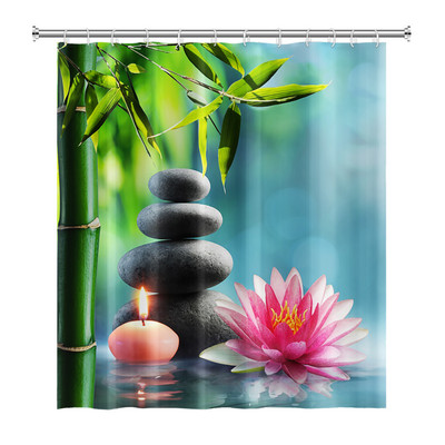 Zen Spa Lotus Japanska meditacija Zavjesa za tuširanje Bazaltno kamenje Mirisne svijeće s biljnim uljem Voda od bambusa Kućni dekor Vodootporan set