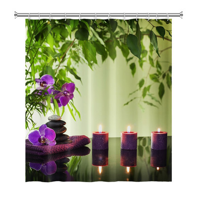 Zen Spa Lotus Japanska meditacija Zavjesa za tuširanje Bazaltno kamenje Mirisne svijeće s biljnim uljem Voda od bambusa Kućni dekor Vodootporan set