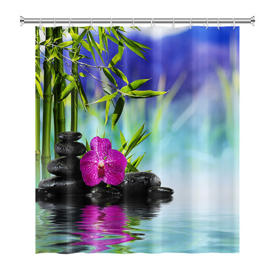 Zen Spa Lotus Japanska meditacija Zavjesa za tuširanje Bazaltno kamenje Mirisne svijeće s biljnim uljem Voda od bambusa Kućni dekor Vodootporan set